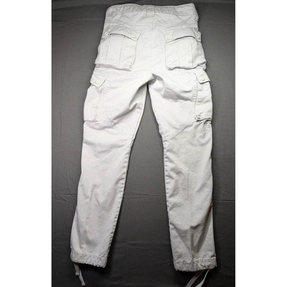 Match Stick Mens Cargo Pants Size 29 Light Khaki Cotton Workwear Multi Pocket